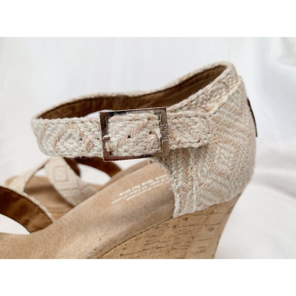 TOMS "Strappy Wedge" Natural Woven Diamond - Picture 5 of 6